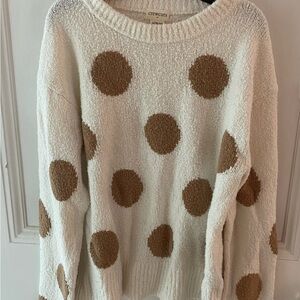 Crewcuts Cream and Brown Polka Dot Crew Neck Sweater